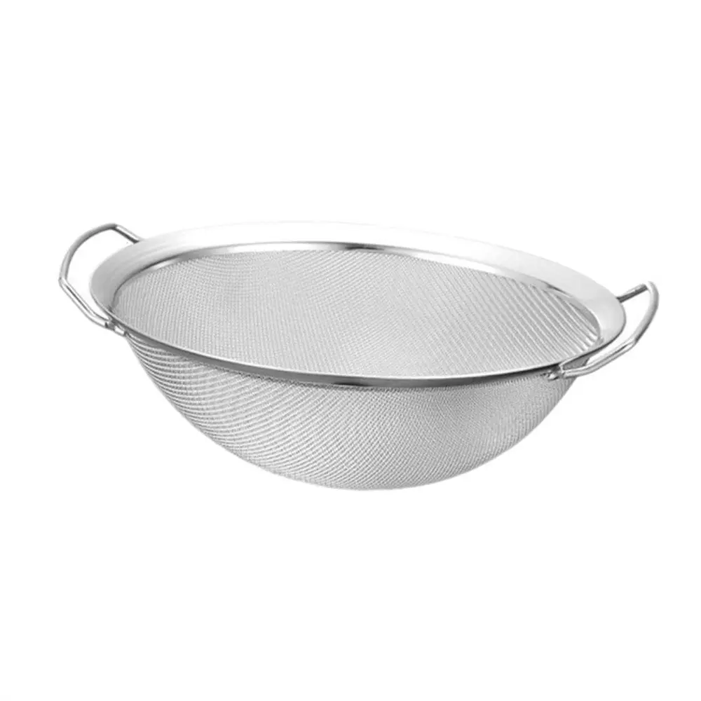 Stainless Steel Pasta Strainer Basket, 1 Count Double Handle Microporous Colander, Kitchen Baking Utensils for Cooking, Baking, Frying, Strainer With Handle