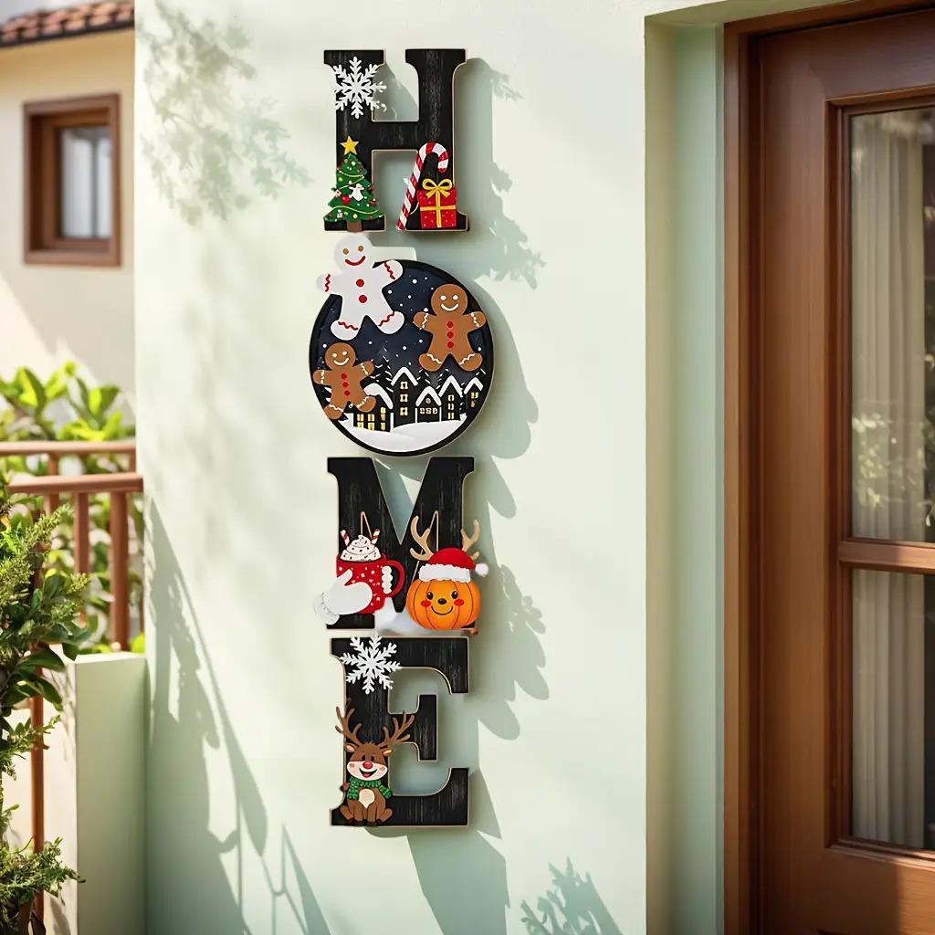 Christmas Theme Home Letter Ornament Set, Includes Snowman & Gingerbread Man Elements, Festive Style, Desktop Decoration, Holiday Decor