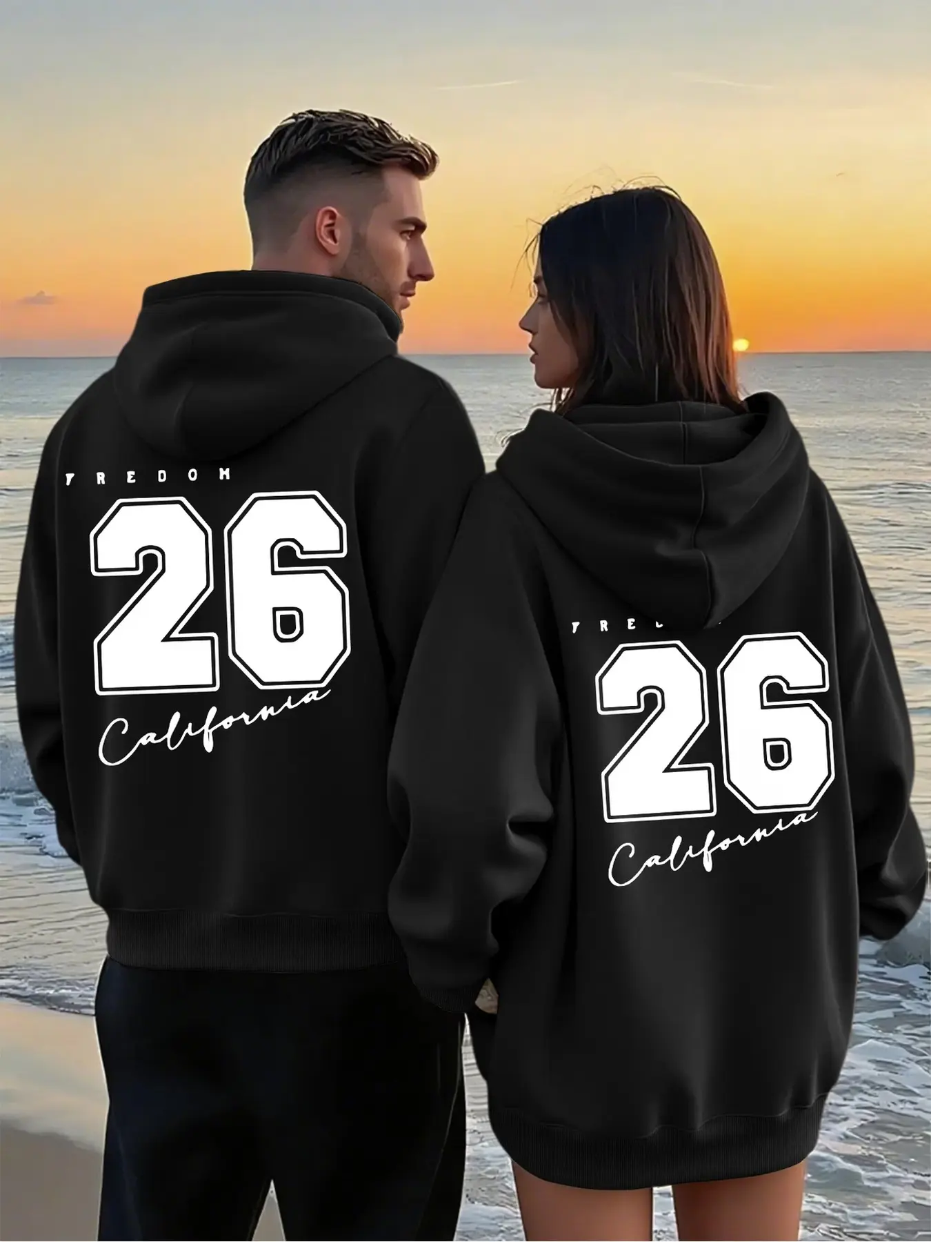 2Pcs Matching Couple Zip Up Hoodies With Geometric Print, Unisex Oversized Sweatshirts With Kangaroo Pockets, Wrinkle-resistant Polyester, Great Layering Tops For Autumn Winter Couple Daily Matching Outfits
