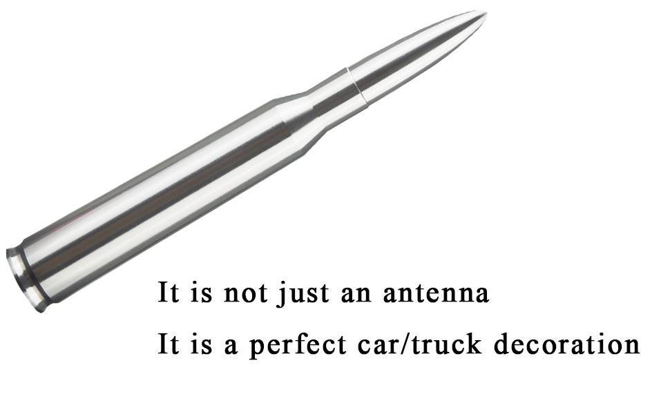BASIC SUPPLY Chrome Antenna 50 Cal Car Truck Bullet Antenna Truck Accessories Universal Replacement for GMC Sierra 1500 Chevy Dodge Ram Silverado 1500 2500 3500 Ford F150 F250 F350 (Chrome)