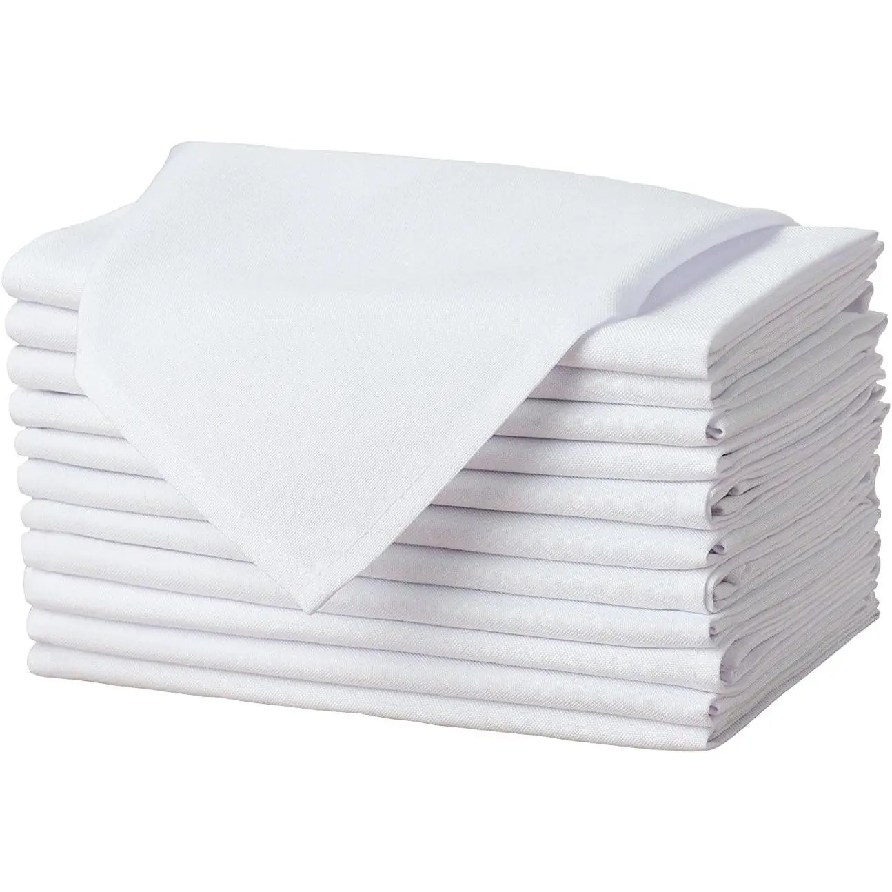 Cloth Napkins - 17 x 17 Inch White Dinner Napkins - Set of 12 Soft & Absorbent Washable Fabric Cloth Table Napkins with Hemmed Edges for Hotel Restaurant, Holiday Parties & Wedding