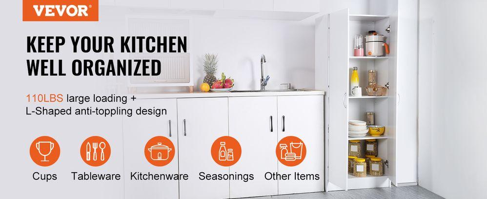 VEVOR Kitchen Pantry Cabinet 60" Tall Food Pantry Storage Cabinet 110LB Loading VEVOR Kitchen Pantry Cabinet 60" Tall Food Pantry Storage Cabinet 110LB Loading