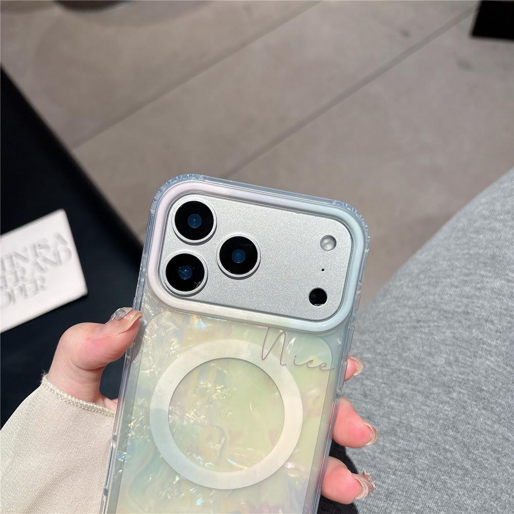 Cute Gradient Shell Pattern iPhone Case, Magnetic Kickstand, Shockproof, Compatible with iPhone 17 Series, Trendy Aesthetic for Women