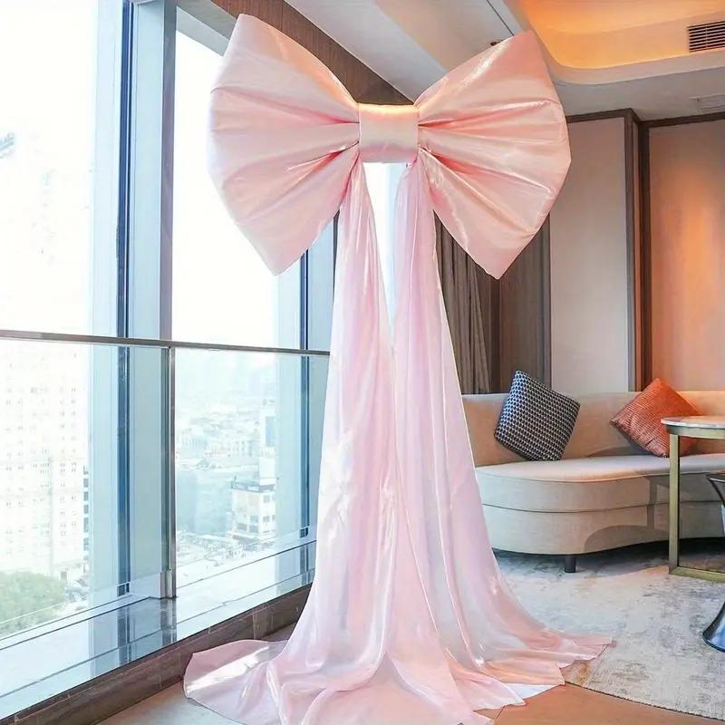 Giant Bow Party Decoration, Ice Satin Skirt Tail, 13.1ft Elegant Holiday Decor, Polyester Hanging Ornament for Weddings & Celebrations