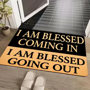 1-piece "I'm Blessed" doormat, suitable for the entrance, non-slip washable carpet with blessing words, soft and absorbent floor mat, suitable for bathroom, kitchen, living room, machine washable floor mat