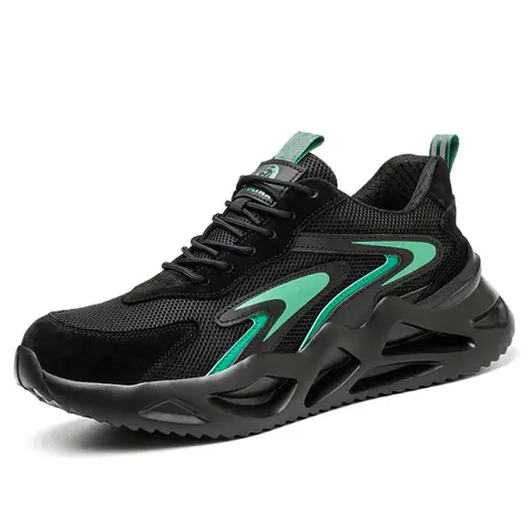 Men's Colorblock Lace Up Front Safety Shoes, Casual Comfortable Breathable Non-slip Work Shoes, Fashionable Working Shoes for Daily Wear, Work Safety Footwear