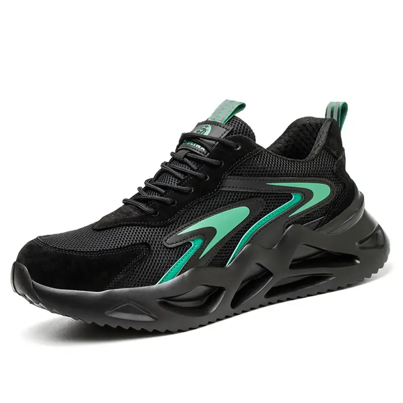 Men's Colorblock Lace Up Front Safety Shoes, Casual Comfortable Breathable Non-slip Work Shoes, Fashionable Working Shoes for Daily Wear, Work Safety Footwear
