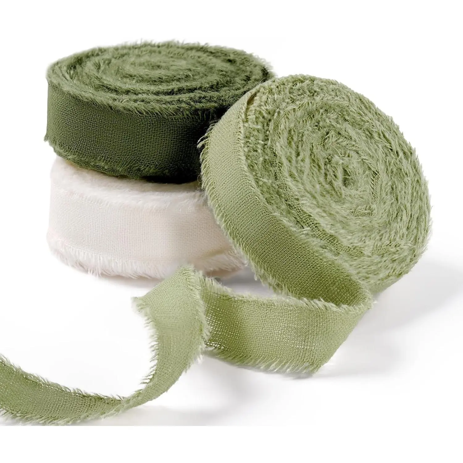 Natural Rustic Cotton Ribbon with Frayed Edge,100% Cotton Ribbon 5/8" x 18yds for Vintage Wedding Bouquets,Invitations,Baby Shower,Gift Wrapping,DIY Crafts,Home Decor