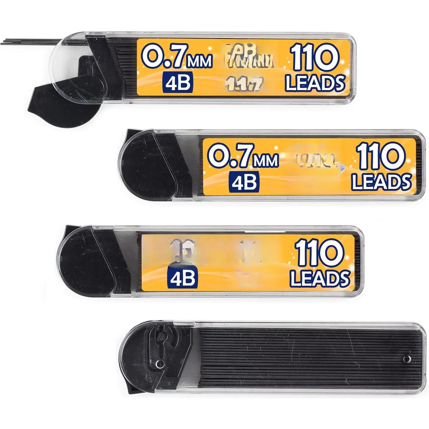 0.7 mm, 440 Lead Refills, 4B, 4 Dispensers/w 110 count Each | Medium Thickness, Break Resistant Graphite, Elegant Dispensing Mechanism