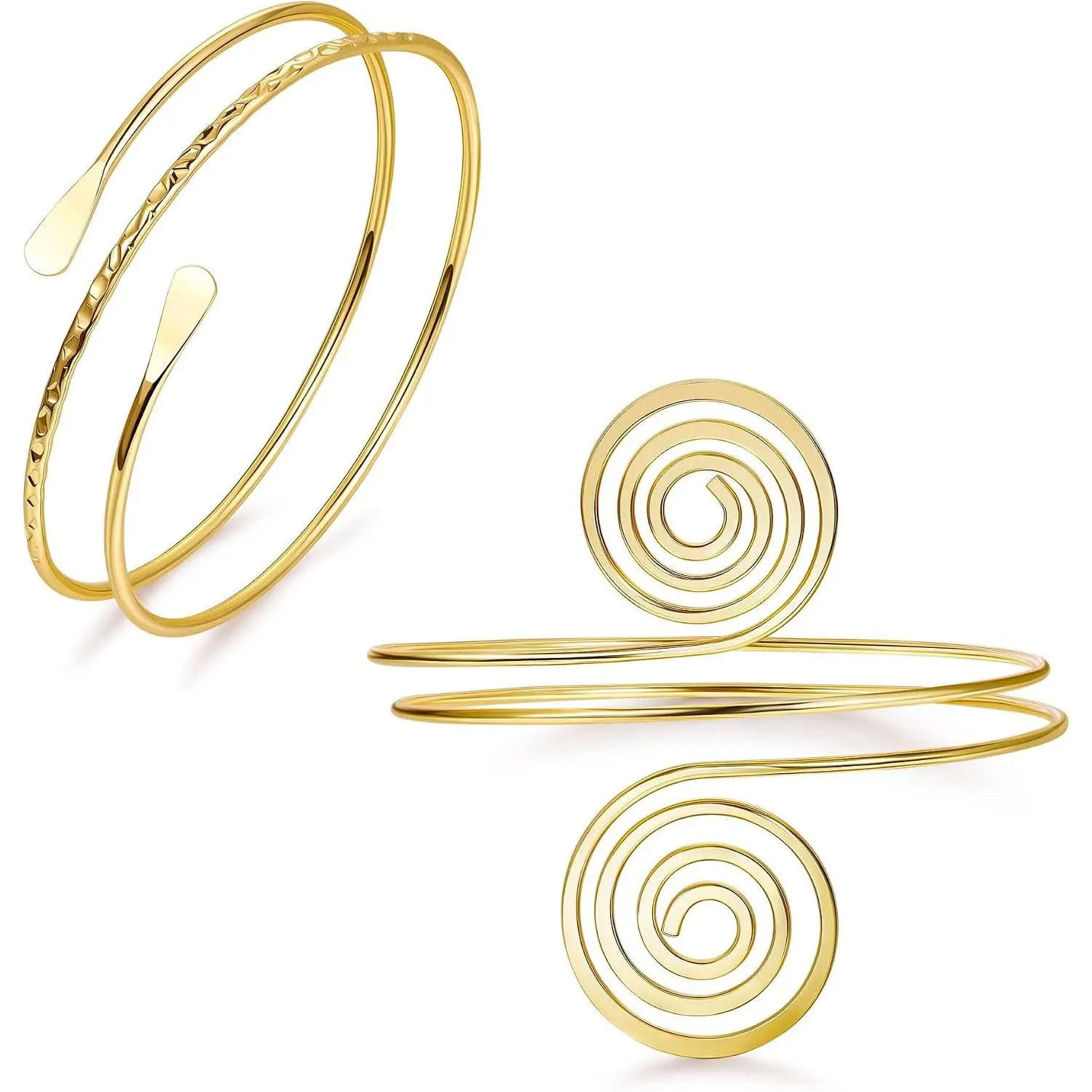 2 count Arm Cuffs  for Women Minimalist Upper Arm Cuff Bangle Band Armlet Adjustable Arm Cuff Bracelet Set