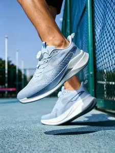 Unisex Competitive Running Shoes, Thin Jacquard Mesh, Supercritical Popcorn Cushion, Knob Lace Arch Support For Training PE Jogging