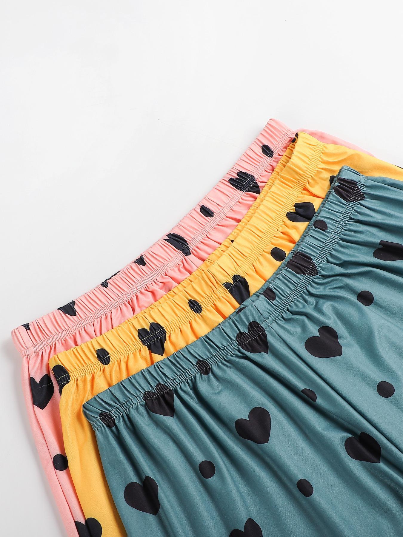 Plus Size Heart Print Elastic Waist Pyjama Set, Casual Sleeveless Spaghetti Strap Cami Top & Shorts PJ Set, Women's Sleepwear for All Seasons