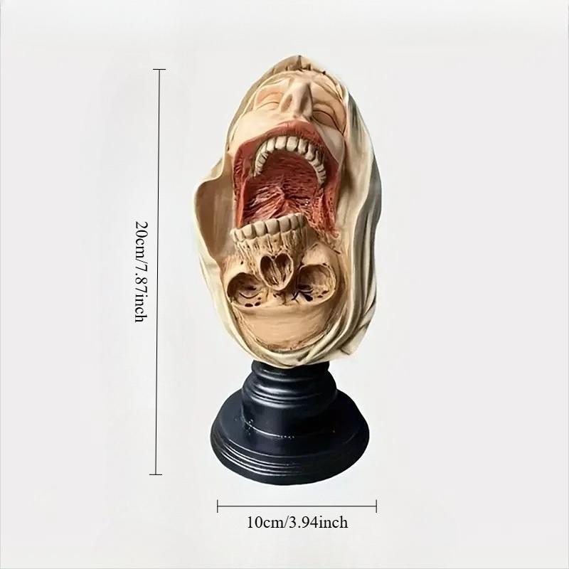 Creepy Nun Resin Statue Halloween Skull Transfiguration Sculpture for Home Decor Unique Artistic Horror Figure Desktop Ornament