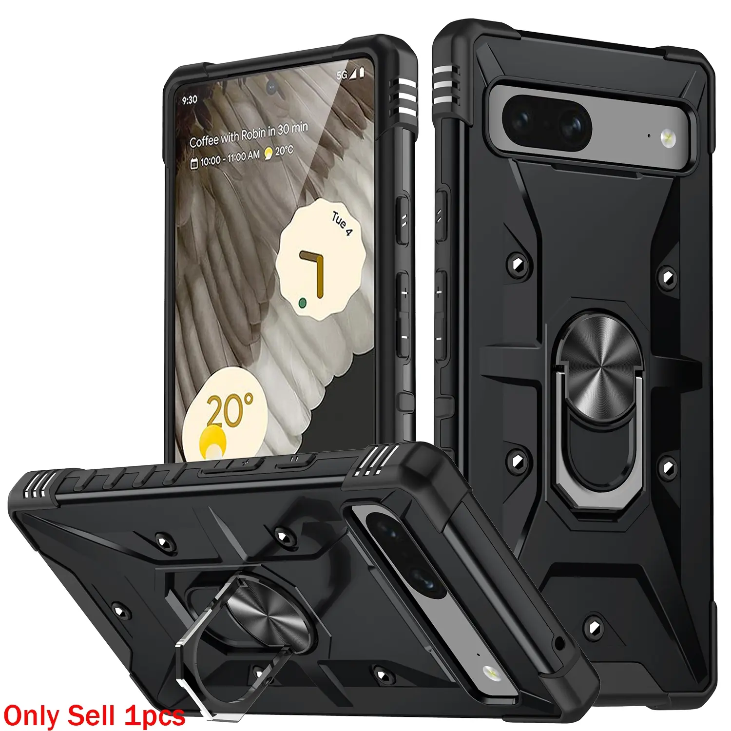 Case for Google Pixel 7 Shockproof Hard Case, Anti-Slip Magnetic Ring, Rotatable Stand, Durable Long-Lasting Protection, Thickened Upgrade for Google Pixel 7 Phone Case, Shockproof Phone Cover