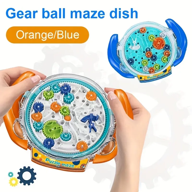 Gear Ball Maze Puzzle Game, Mechanical Maze, Rotating Gear Brain Teaser Toy, Hand-Eye Coordination Training Desk Game, Interactive Logic Puzzle for Kids & Adults