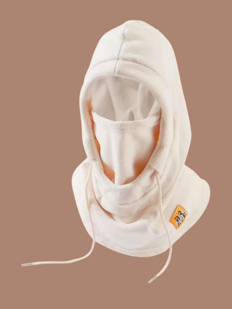 Unisex Solid Color Drawstring Design Hooded Hiking Hat, Casual Windproof Warm Hat for Fall & Winter, Fashion Accessories for Men & Women