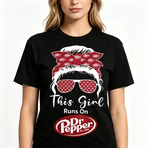 "This Girl Runs On Dr Pepper Vintage Crew Neck" Graphic Unisex Tee |   All-Season Breathable Top