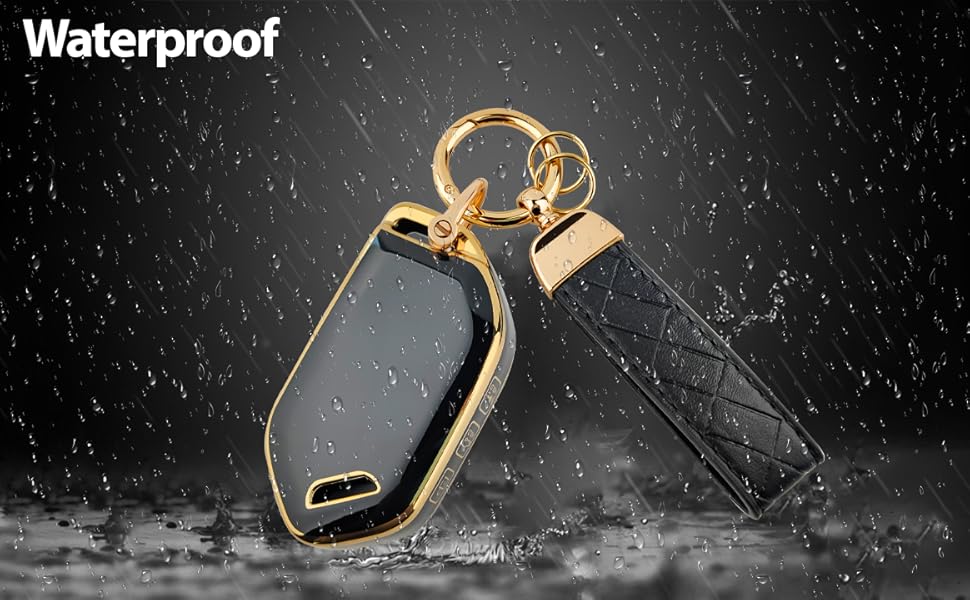 5 Button TPU Key Fob Cover, Compatible with 2023 2024 Kia Telluride EV5, Remote Key Case with Leather Keychain, Black