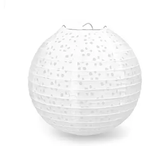 12Pack White Paper Lanterns Decorative Chinese   Paper Lanterns Party Decorations 8Inch Round Hollow Lamps for Valentines Wedding Anniversary  Shower Outdoor Indoor Birthday Decor
