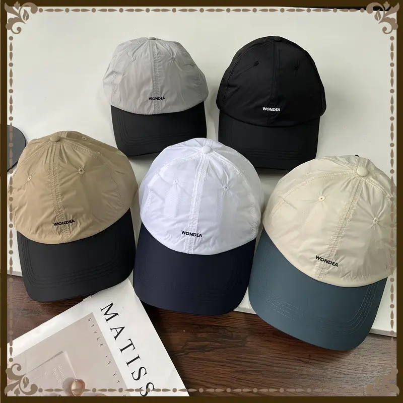 Color Block Baseball Cap Quick Dry Soft Top Dad Hat Adjustable Sun Hat For Men Women Thin Breathable Cap Outdoor Sports Running Fishing Travel Daily Match Fashion Headwear Gifts Black White Grey Hat