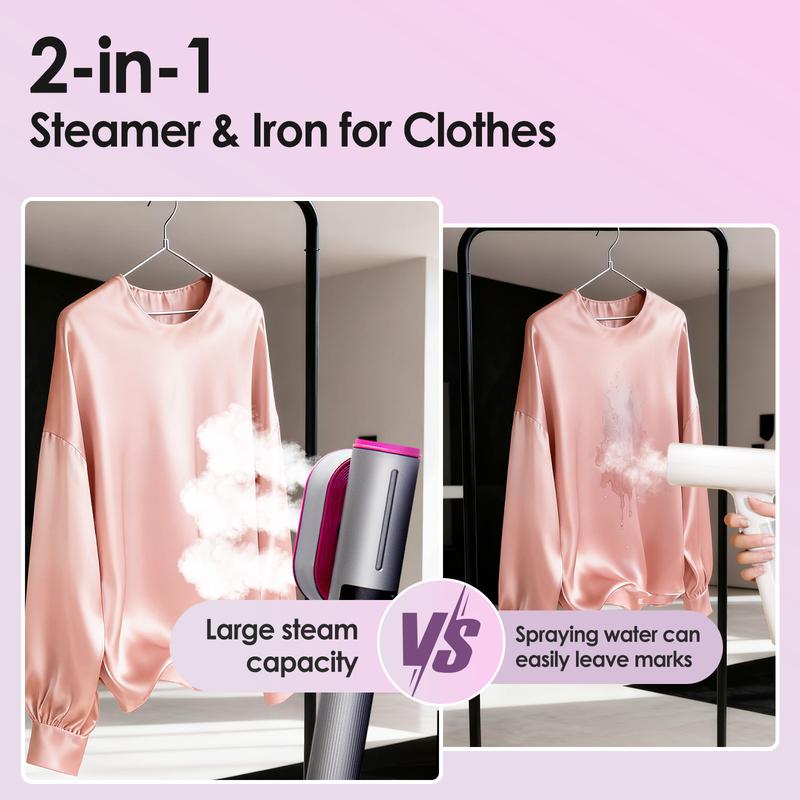 2-in-1 Steamer & Iron for Clothes, 1200W Portable Handheld Garment Steamer, 15s Fast Heat-Up, Quick Wrinkle Removal, Dry & Steam Ironing, for Home & Travel (110V)
