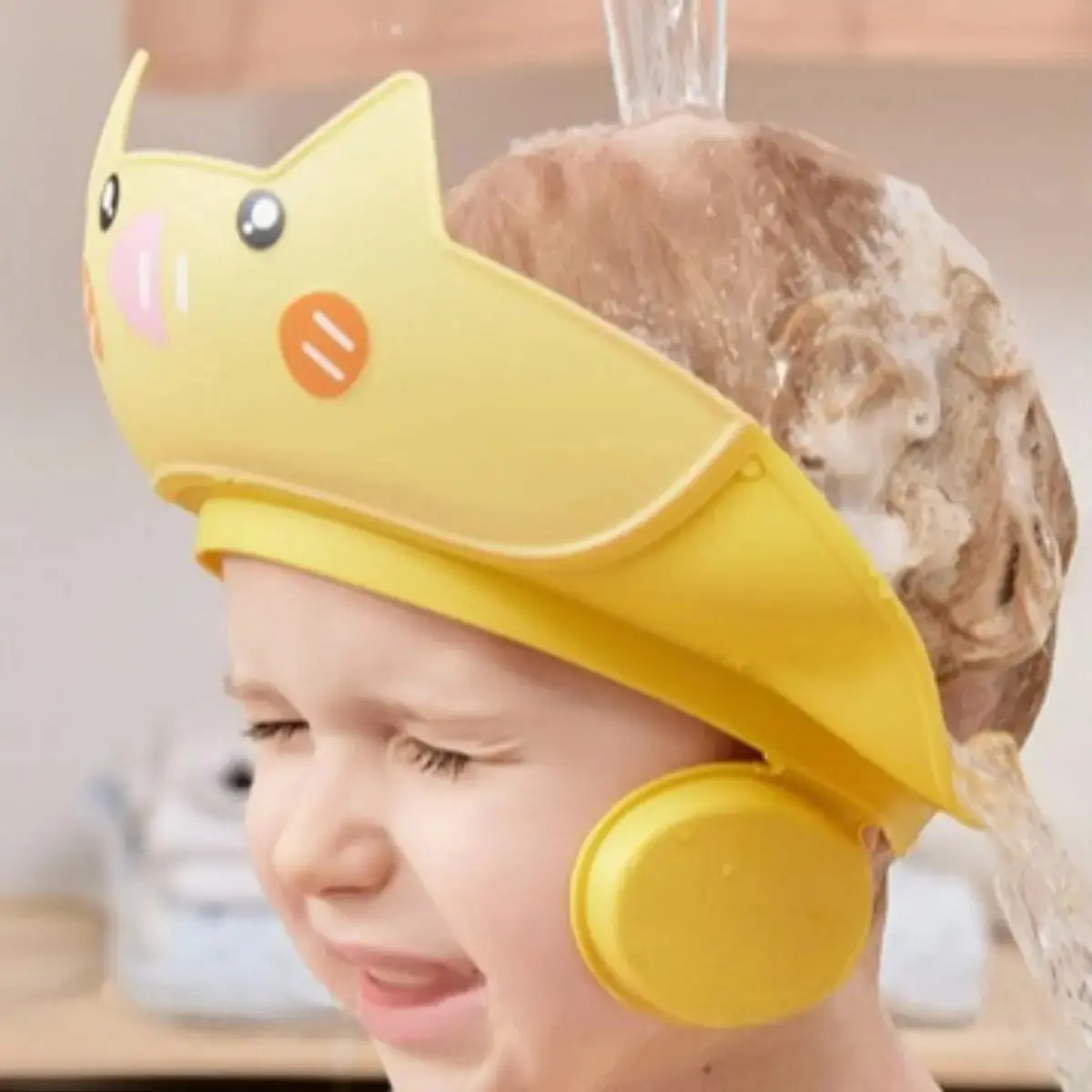 Adjustable Safe Baby Shampoo Visor Cap - Soft Cartoon Bath Hat with Waterproof Ear Shields, Eye Protection for Toddlers, Practical Indoor Recreation Bath Accessory