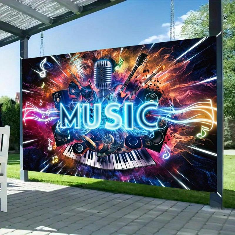 Modern Farmhouse 1pc, Music Amber Glow Polyester Banner,   100% Amber Glow Polyester, Vibrant Wall Decor for Home & Room, All-Season Party Backdrop, Spring Summer Fall Winter, Decorative Music Themed Photo Pro Ornaments
