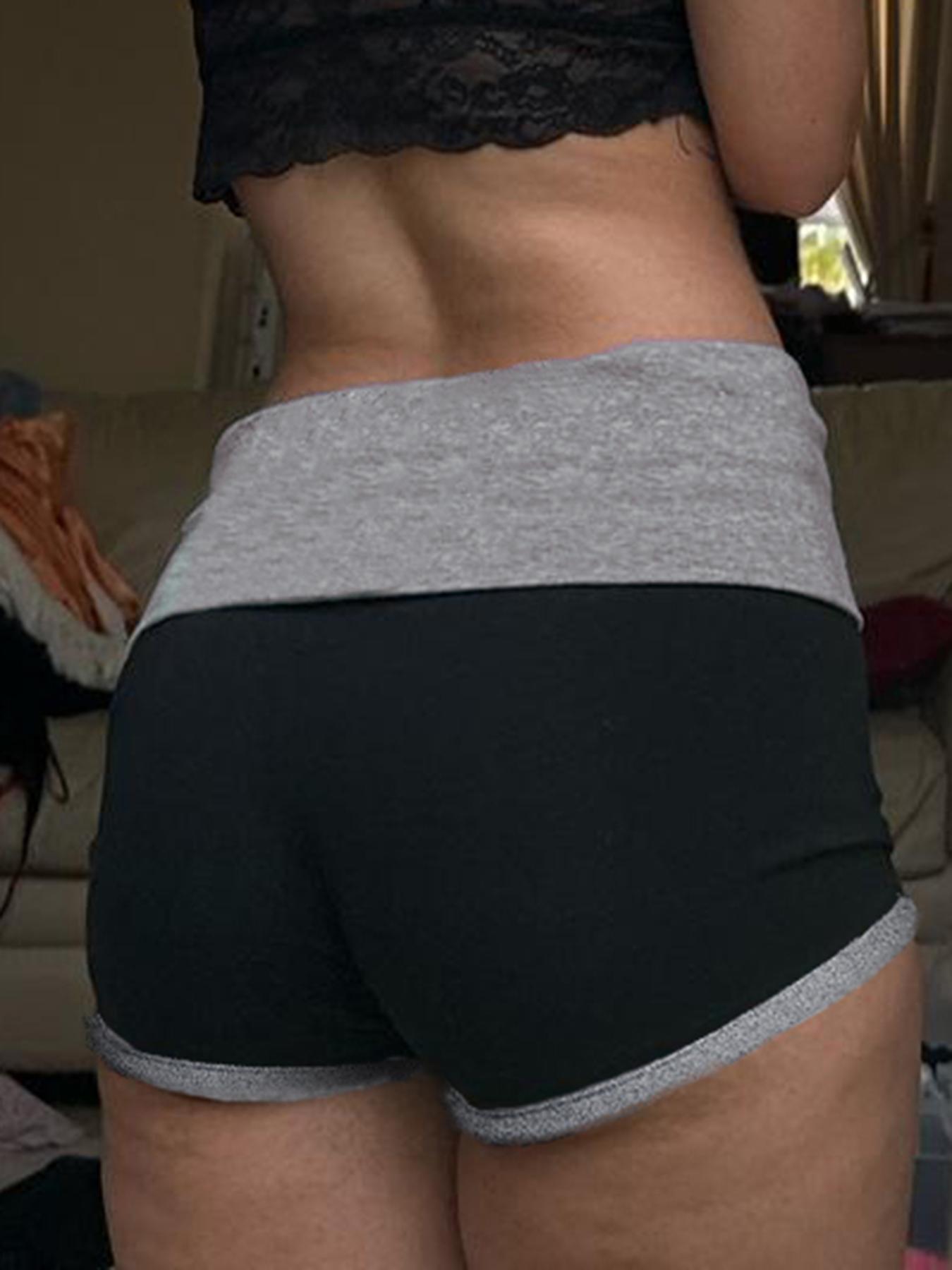 Women's Colorblock Drop Waist Shorts, Casual Comfy Medium Skinny Shorts for Daily Outdoor Wear, Ladies Bottoms for Summer