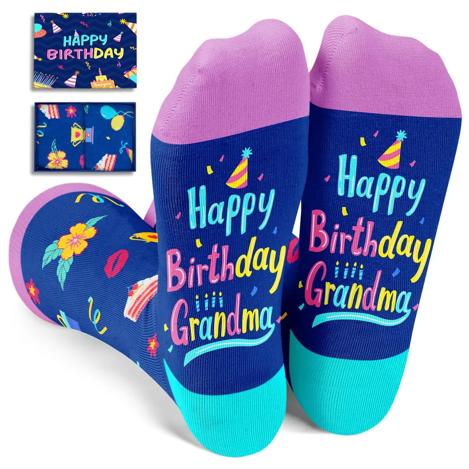 HAPPYPOP Grandma Grandmother Nana Birthday Gift Socks for Women, Presents for Grandmother Mama from Grandchildren