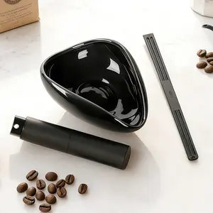 Coffee Bean Dosing Cup & Spray Bottle Kit, Static Reduction Ceramic Tray, Barista Accessories Set for Espresso Bar, Brewing/tea