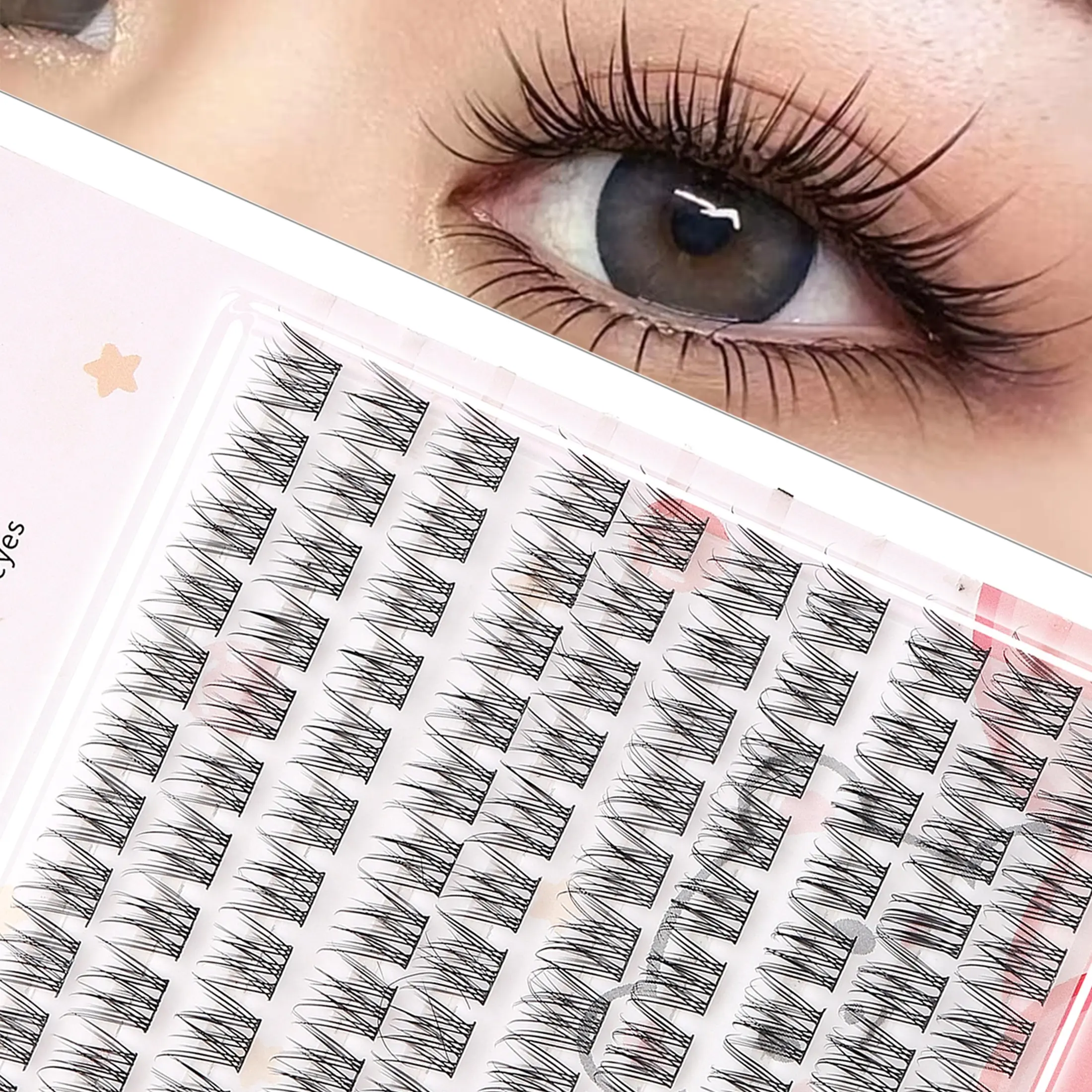 120 Pcs Soft False Lashes, Korean Style Cluster Design, Natural Long Fiber Effect, Gentle Eye Makeup, Ideal for Daily, Dates, Parties