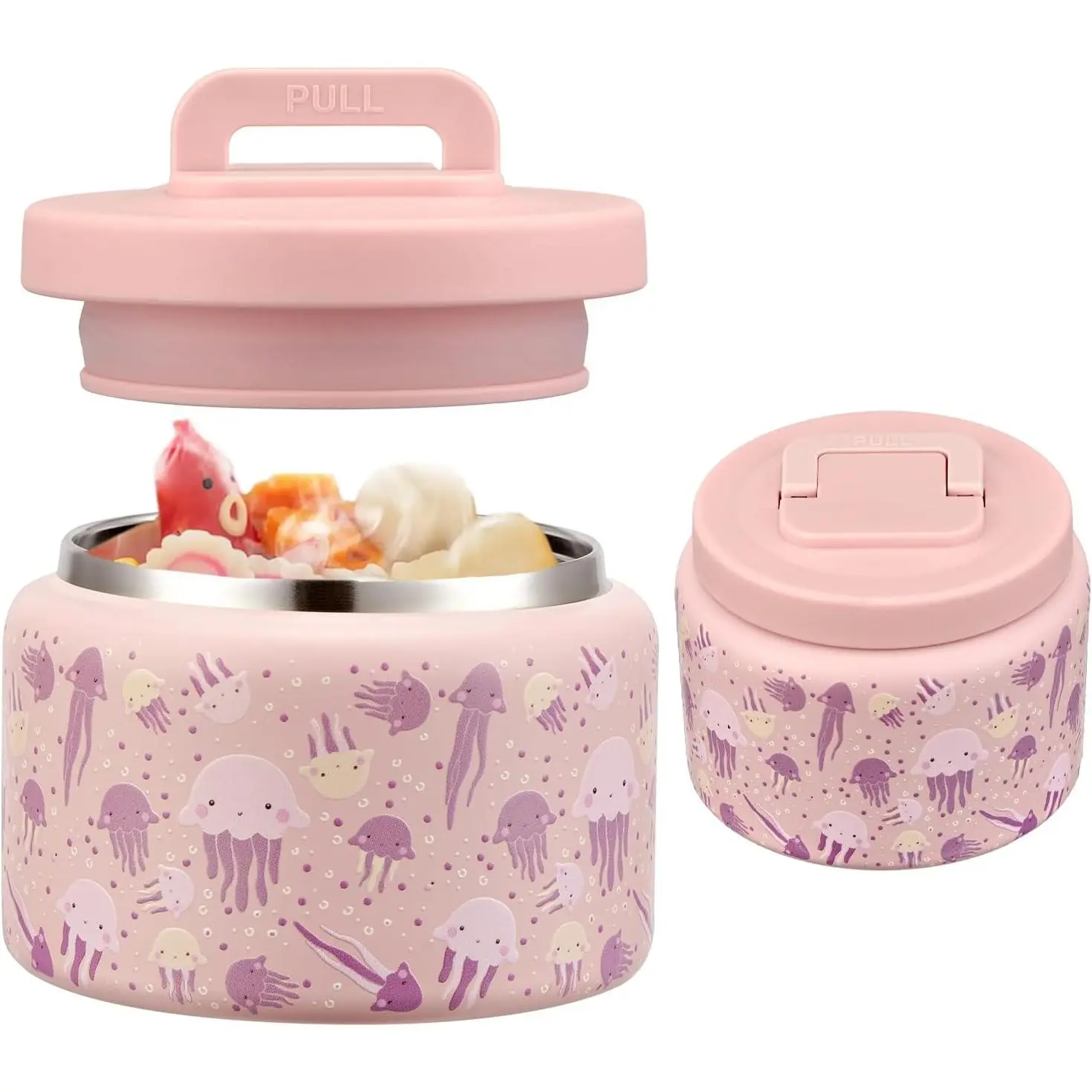 8 Oz Thermo  Jar for Hot & Cold  for , Insulated Lunch Containers Hot  Jar,Leak-Proof Vacuum Stainless Steel Wide Mouth Lunch Soup Thermo for School (-Jellyfish)