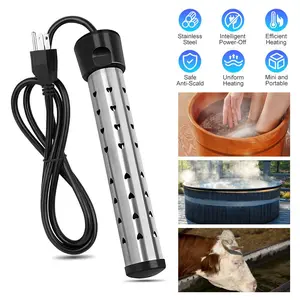 1500W Instant Immersion Water Heater, Stainless Steel Electric Heating Rod with 75°C Auto Shut-Off, Pure Copper & Magnesium Oxide Core Portable 110V Heater with Anti-Scald Guard for Tubs, Buckets