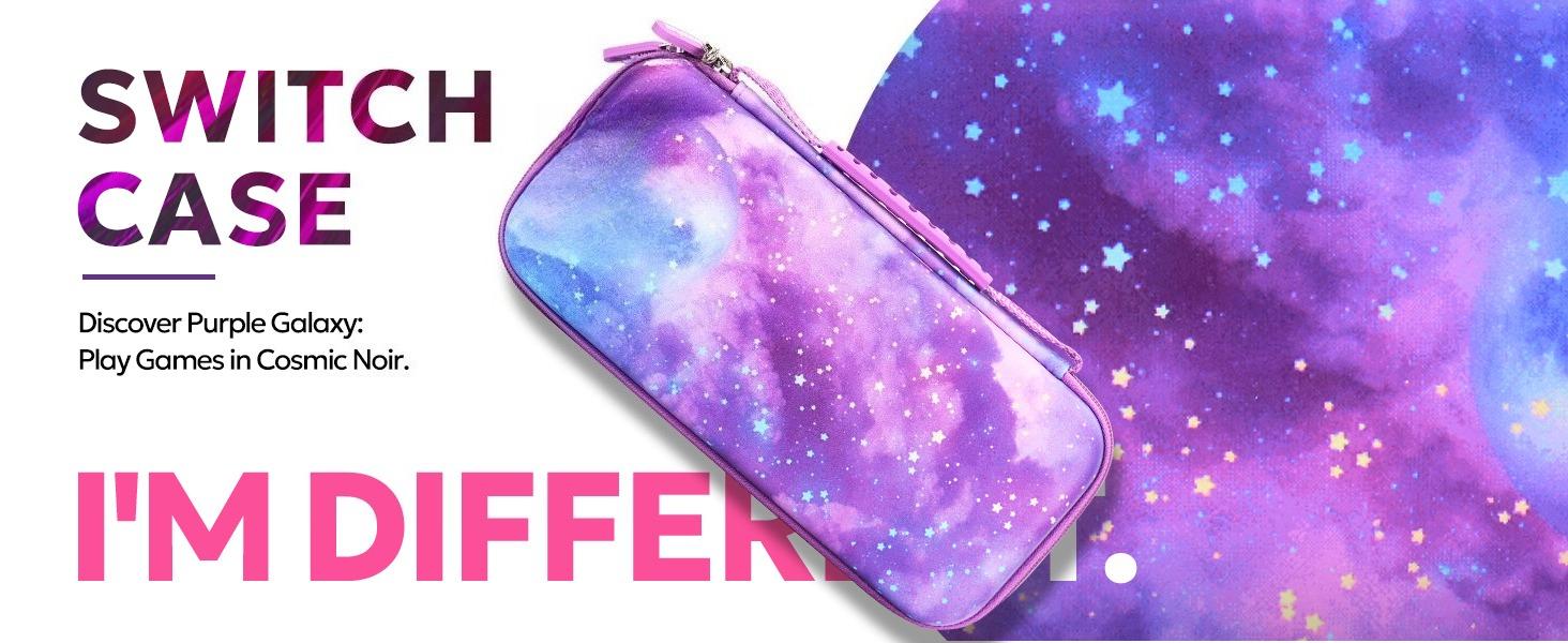 P-PHP010   Switch Case for NS Switch,  15 in 1 Switch Accessories Bundles with Switch Carrying Case, Switch Game Case, Switch Protective Case, Switch Screen Protector, Switch Thumb Caps (Galaxy Purple)