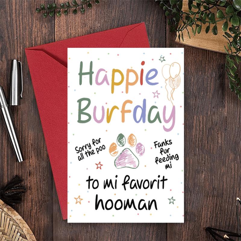Pet Themed Birthday Card, 1/3 Counts Happy Birthday Card with Envelope, Fun and Colorful Design Birthday Gift for Pet Owners, Animal Lovers, Friends, Greeting Card, with Pastel Color Letter Pattern, Fun Party Cards