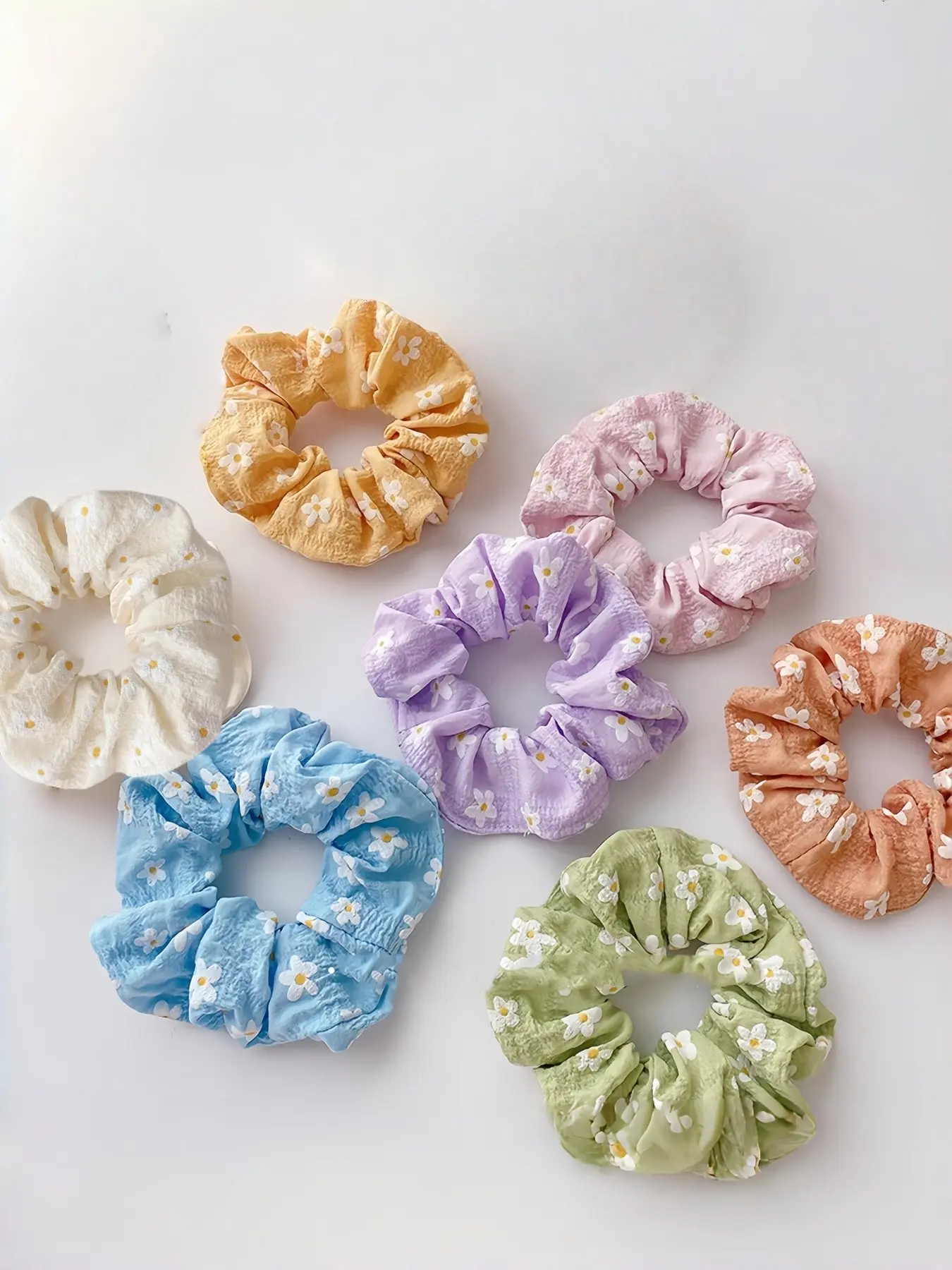 5 Pcs Floral Print Scrunchies, Floral Hairbands, Seamless Elastic Hair Bands, Fashionable Hair Accessories, Boho Style Hair Accessories, Perfect Gift for Women, All Seasons