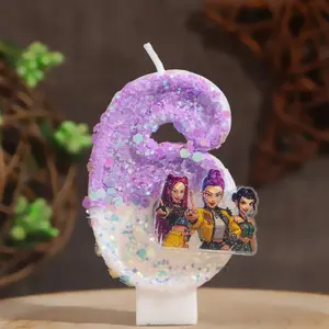 Demon Hunter Girl Group Gradient Birthday Number Candles, Cake Decorations, 3D Birthday Party Decorative Candles