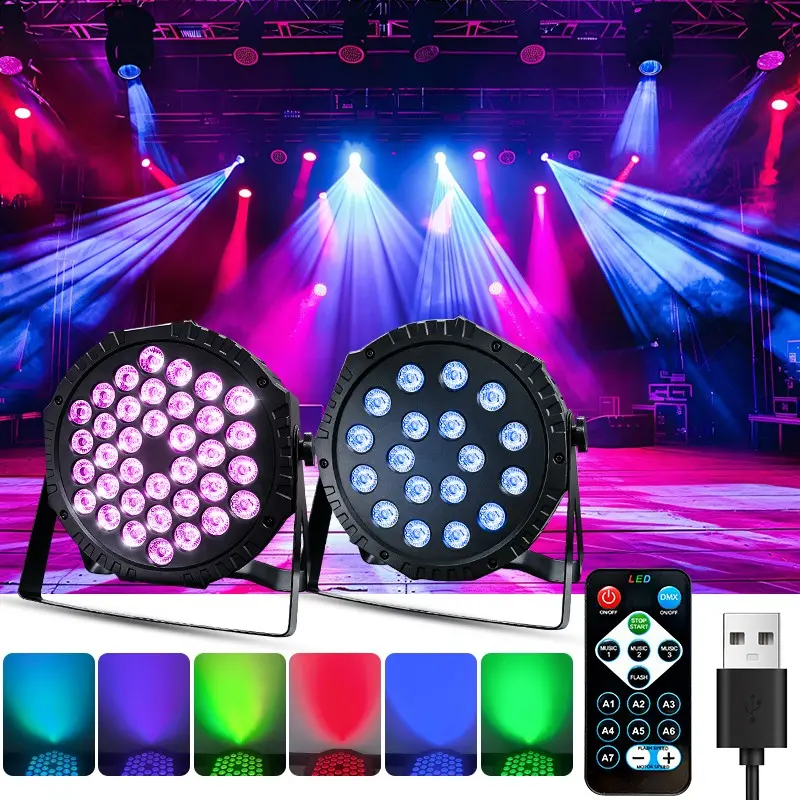 1pc LED Stage DJ Triangle Strobe Light, Stage Par Light, LED Stage Light, 36 Lamp Beads, 7-Color RGB Party Light, Remote Control, Essential for Events / Birthdays / Weddings