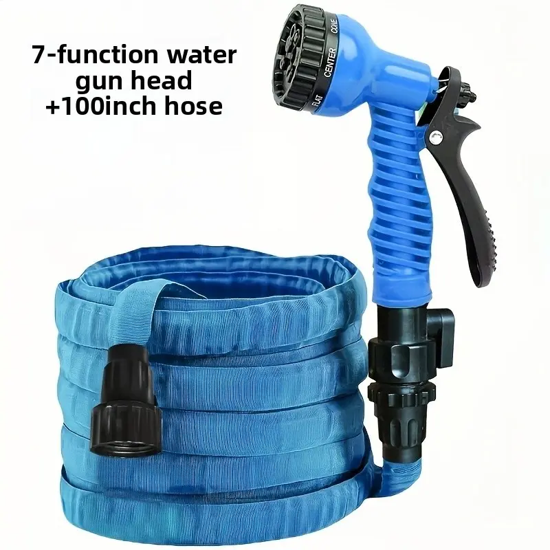 1 Set 100FT Expandable Garden Water Hose, Outdoor Utility Style, Equipped with Adjustable High Pressure Spray Modes Nozzle, Adjustable Sprayer, Lightweight Portable Anti-Tangle Anti-Kink Rust-Proof Water Pipe with Rubber Washers, Ideal for Car Washing
