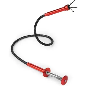 Construction accessories 24" Magnetic Pickup Tool with 4-Claw Grabber, Flexible Retrieval Tool, Bendable Hose Reacher Pickup Sweeper, Flexible Long Handy Reaching Assist Tool for Litter Pick Home Sink Drain Grabber