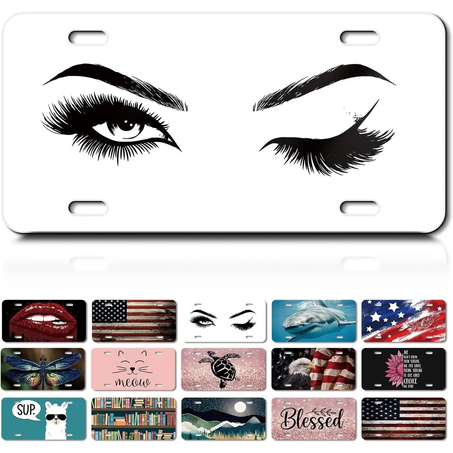Women Mysterious Eye Art License Plate, US Standard 6x12" Aluminum Vanity Tag, Automotive, Her
