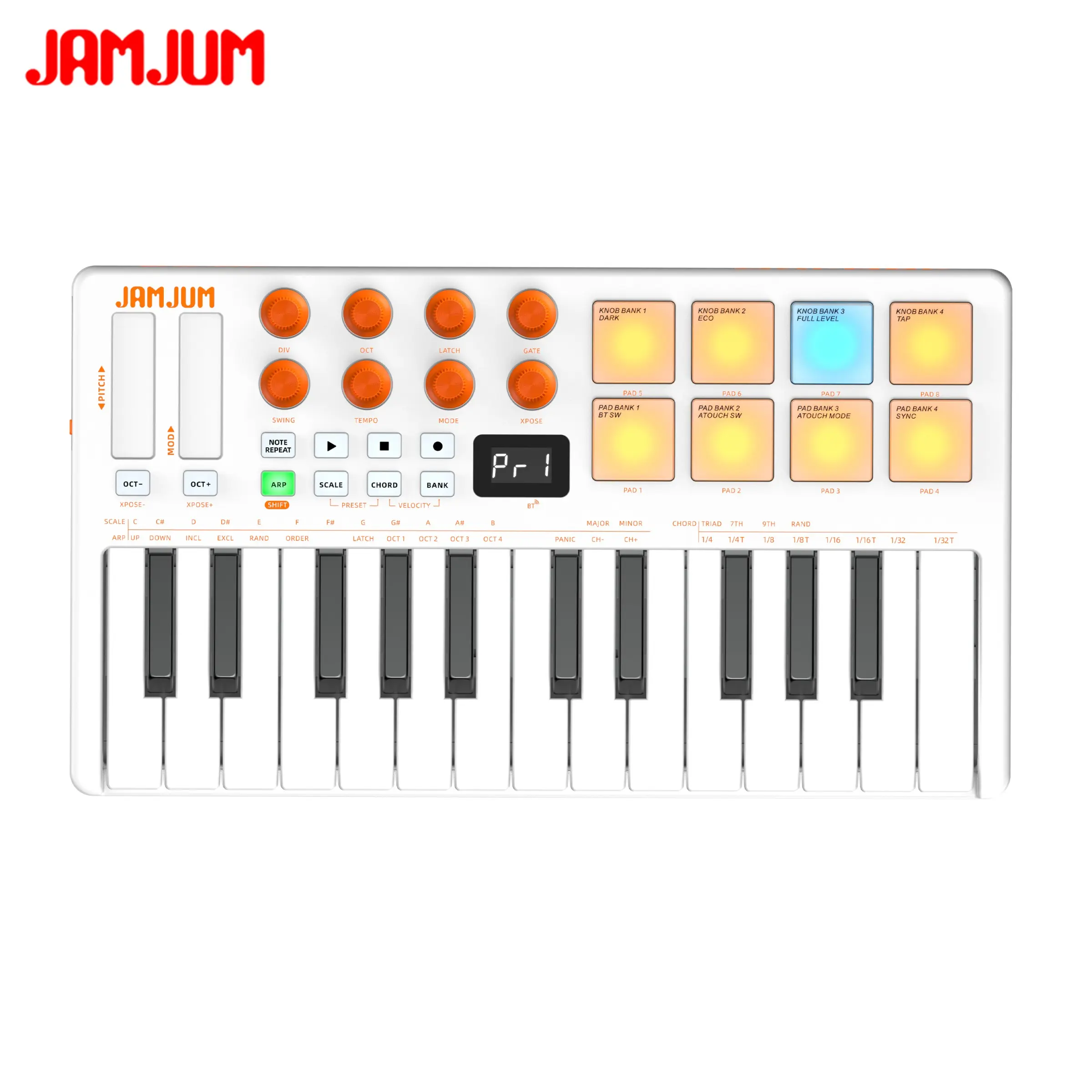 25-Key Midi Keyboard with Wireless Receiver, Long Battery Life, APP Customizable Keys, Portable RGB Backlight, Ideal for Musicians