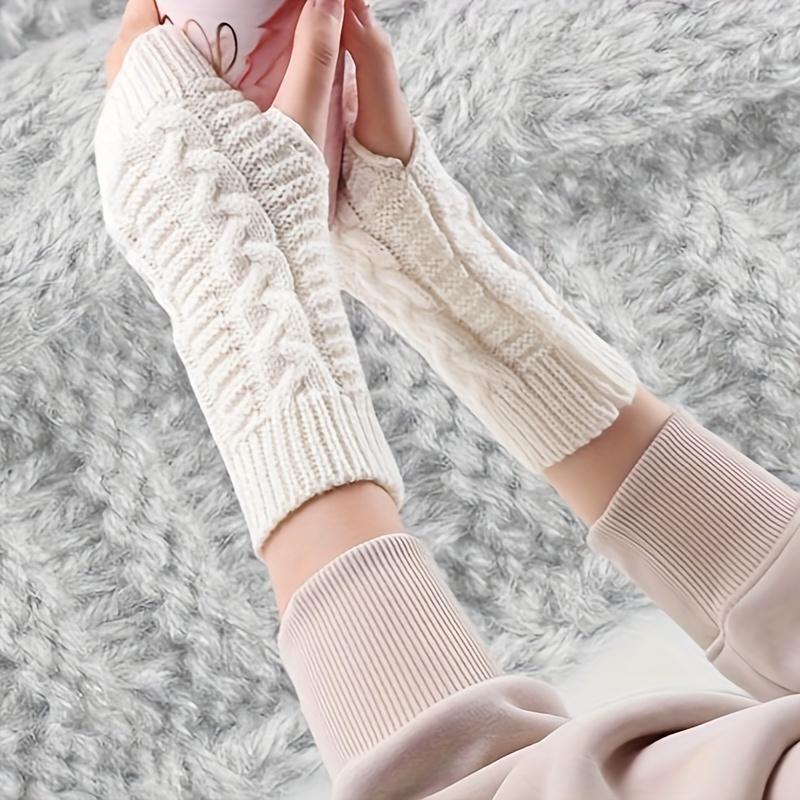 4 Pairs Women’s Knitted Fingerless Gloves  Soft Stretchy Crochet Wrist Warmers with Thumb Hole, Cozy Winter Arm Sleeves for Typing, Driving, Outdoor Work & Daily Cold-Weather Comfort