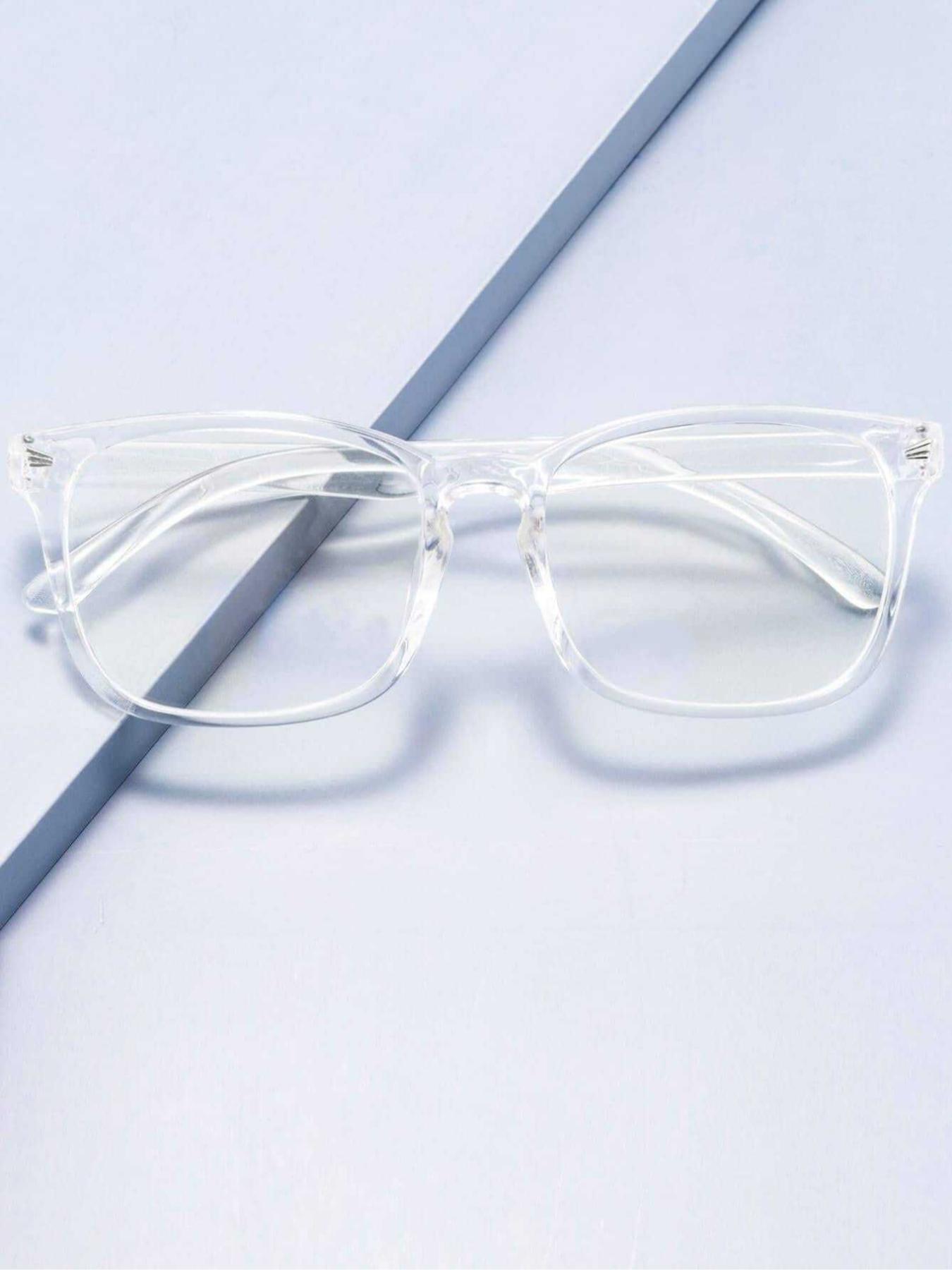 Square Frame Anti-blue Light Glasses, Fashion Transparent Glasses for Women & Men, Fashion Eyeglasses for Work, Daily Clothing Decor, Perfect for Student Daily Use, Square Frame Eyewear