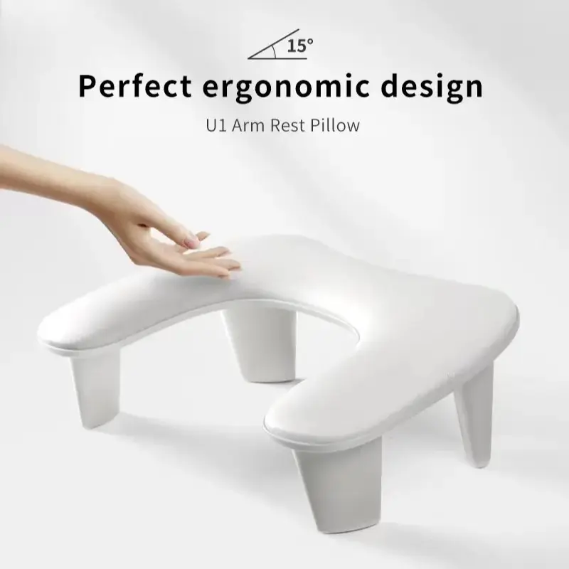 1 Piece C Shaped Ergonomic Nail Arm Rest Pillow, PU Leather Manicure Hand Rest Cushion with Detachable ABS Support Legs, Comfort Arm Support Stand for Professional Nail Salon Use, Nail Supplies, Nail Tools, Manicure Accessories