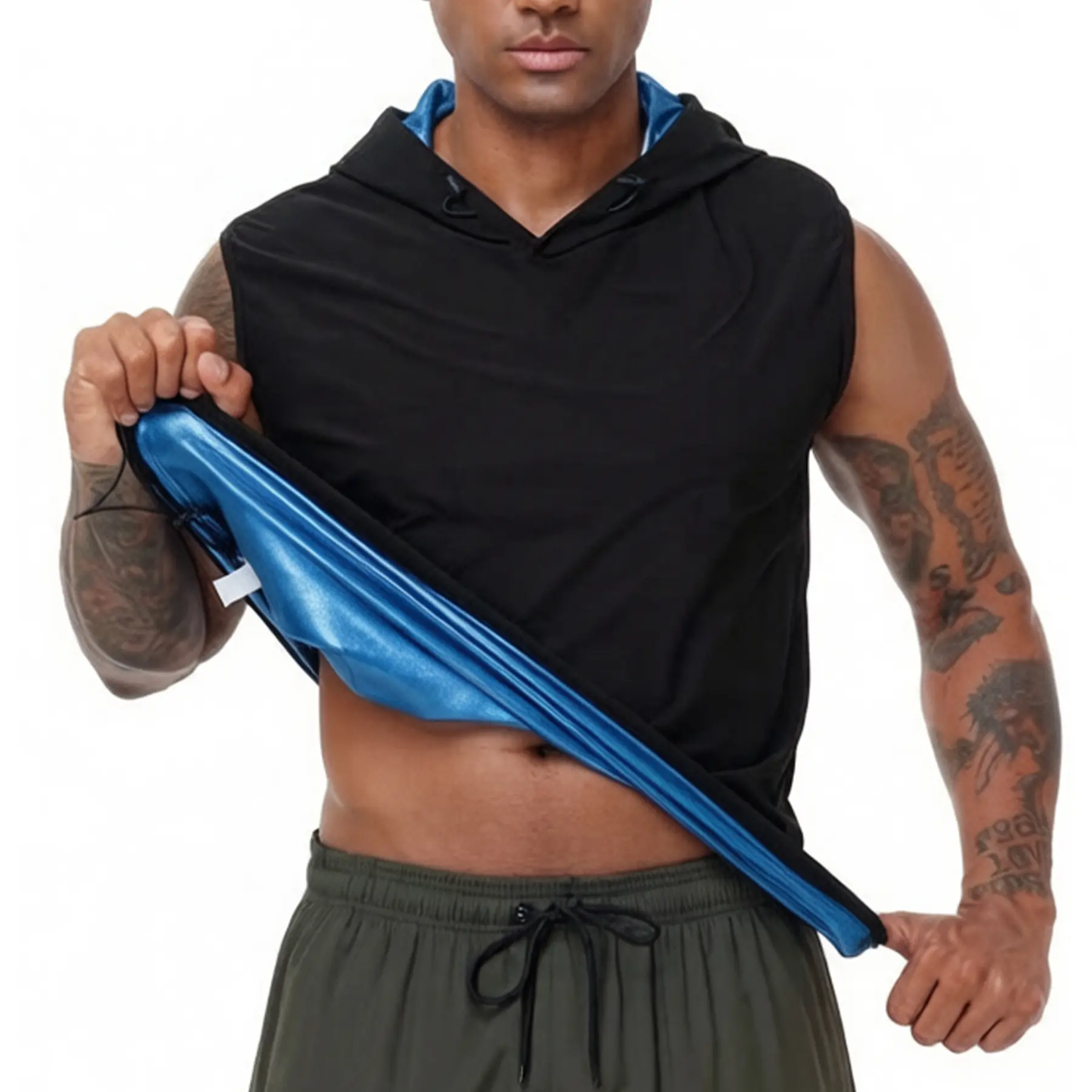 Sauna Shirt for Men Hoodie - Sauna Suit Vest Hoodies, Sweat Suit Top for Fitness Workouts, Mens Sauna Tank Top Sleeveless Hoodie for Gym