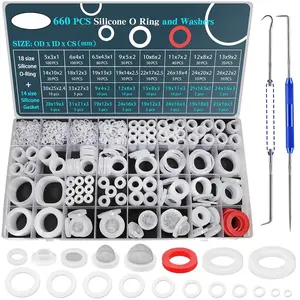 660 count 18 Size Clear  O Rings  Kit and 14 Size  Washer Set, O Ring for Seal Plumbing Faucet Hose