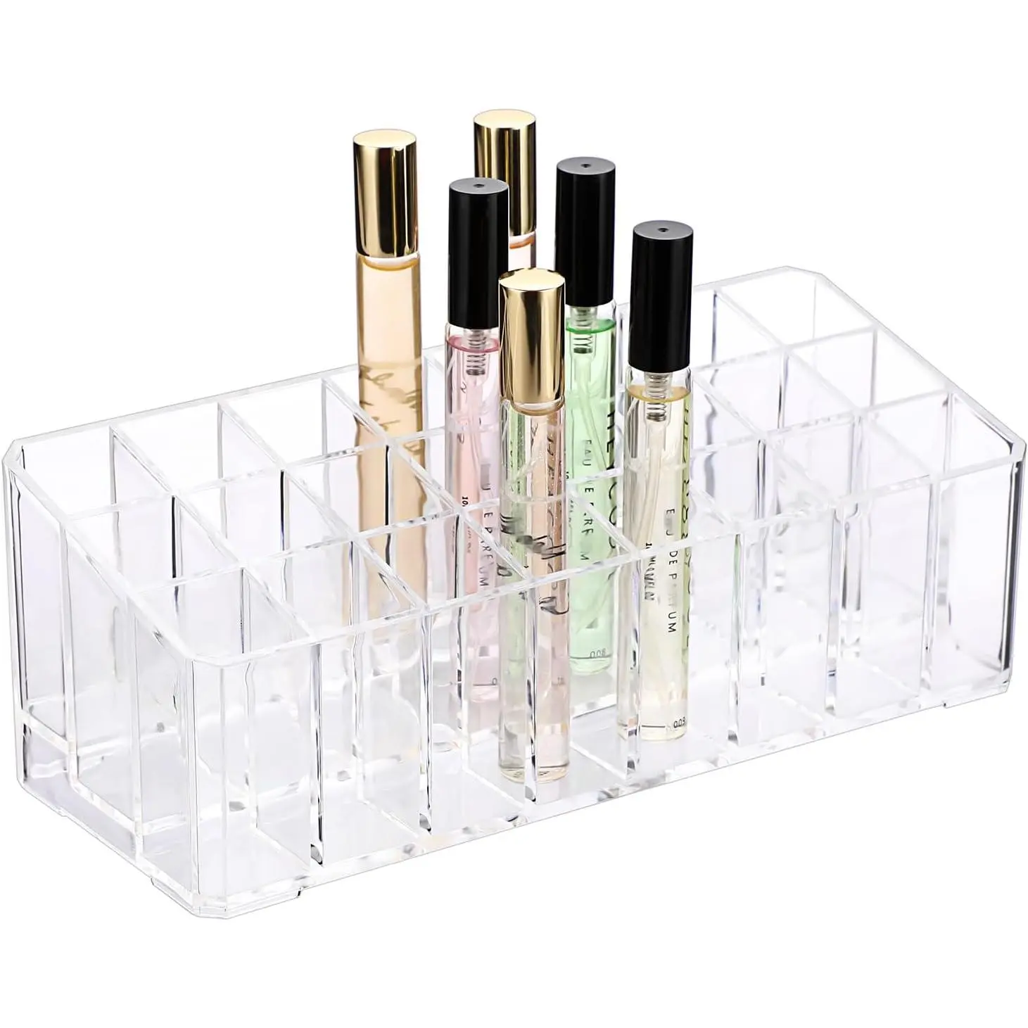 Rollerball Perfume Organizer, 24 Spaces Clear  Perfume Storage Holder Beauty Scent Holder, Makeup Lipgloss Lipstick Display Case