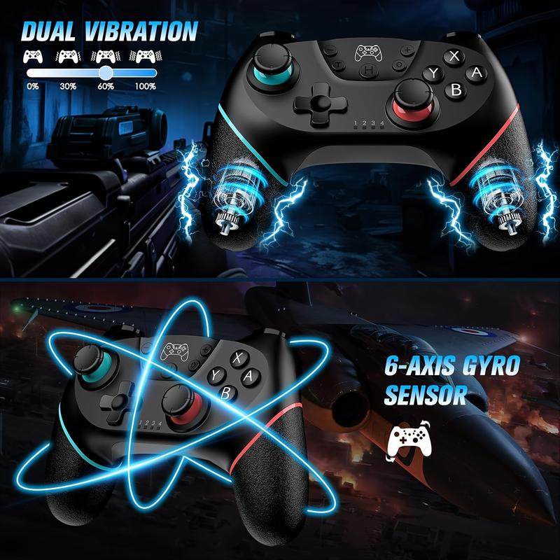 Wireless Ergonomic Pro Controller for Switch/Switch Lite/OLED - Adjustable Turbo Vibration, Motion Controls, Non-Slip Grip