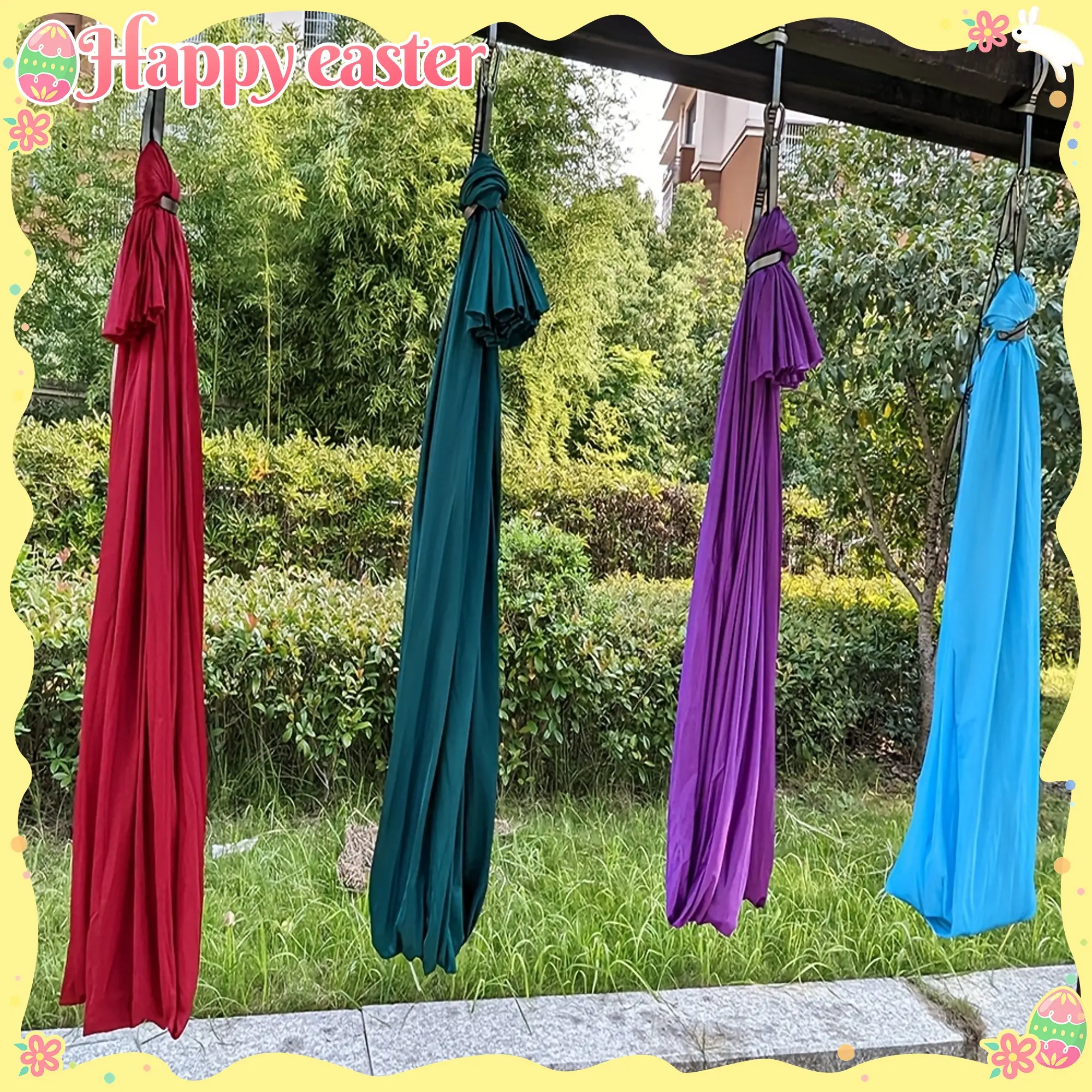 Elastic Swing Hammock, Adjustable Fabric Hammock with Polyester Rope, Suitable for Yoga Camping Picnics, 150*280 cm, for Indoor and Outdoor Use